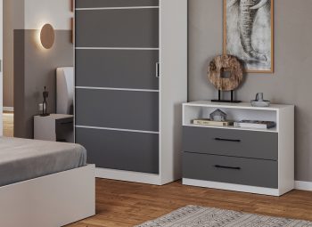 Comoda dormitor gri cu alb - imagine 3