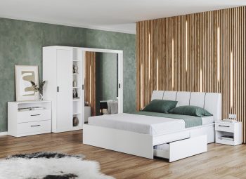 Set dormitor alb pat tapitat - Blanco - 6