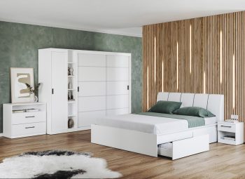 Set dormitor alb pat tapitat - Blanco - 8