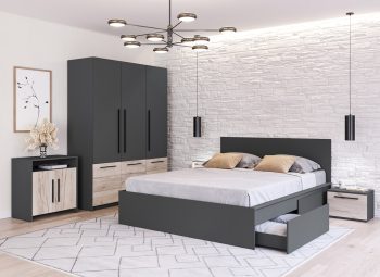 Set Mobila Dormitor complet Gri Novo 1