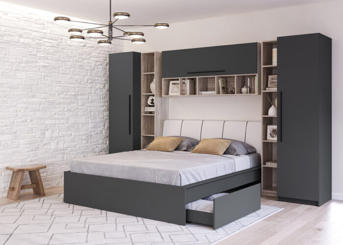 Set Mobila Dormitor complet Gri Novo 6