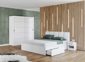 Set dormitor alb pat tapitat - Blanco - 13