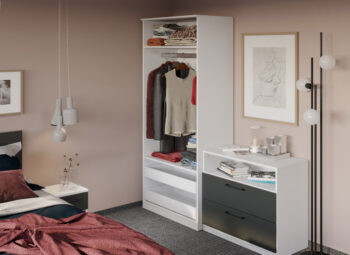 Set Dormitor alb cu gri- Mara -Pat tapitat - Configuratia 2 - imagine 2