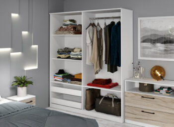 Dulap Provence - 164.4 cm - D3 alb/stejar - imagine 2