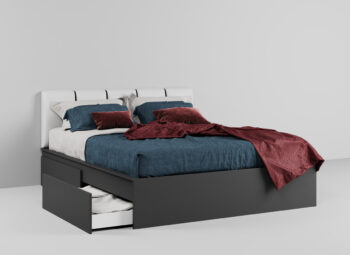 Set Dormitor alb cu gri- Mara -Pat tapitat Configuratia 8 - imagine 8