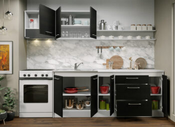Bucatarie Noir - Configuratia 51 - 260 cm - DESCHIS