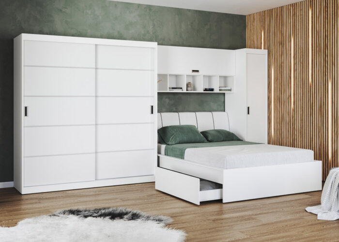 Set dormitor alb pat tapitat - Blanco - 21