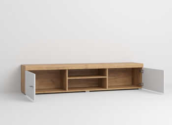 Comoda TV Alb cu Stejar Auriu - Living Crispy deschisa