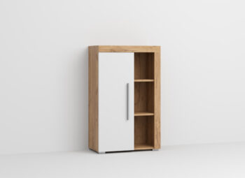 Comoda inalta Alb cu Stejar Auriu - Living Crispy