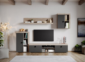Set Mobilier Living Gri cu Stejar Henry - C01
