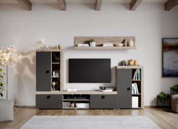 Set Mobilier Living Gri cu Stejar Henry - C04