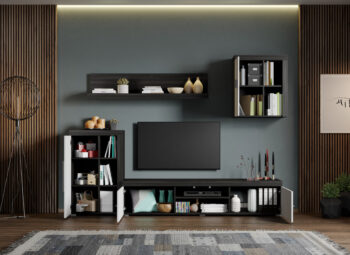 Set Mobilier Living Alb cu Ferrara Max-C01 Deschis