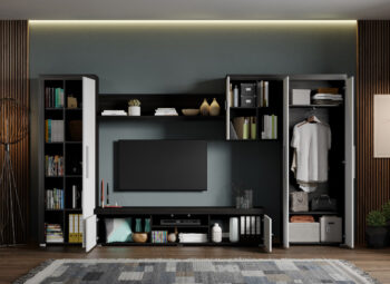 Set Mobilier Living Alb cu Ferrara Max-C11 deschis
