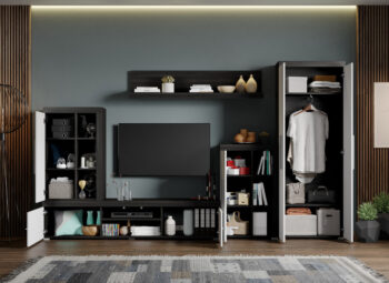 Set Mobilier Living Alb cu Ferrara Max-C05 deschis