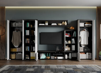 Set Mobilier Living Alb cu Ferrara Max-C06 deschis