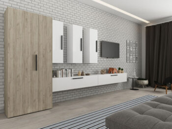 Living Star - Stejar Gri cu Alb - C23 cu dulap