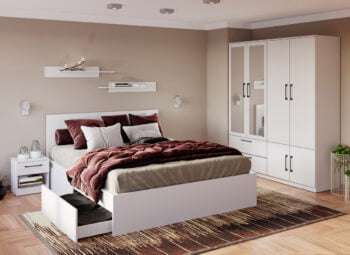 Set mobila dormitor complet alb fara comoda - Adam 12